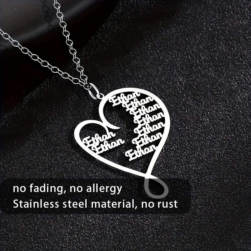 Custom Name Heart Pendant Necklace — Unisex Personalized Gift